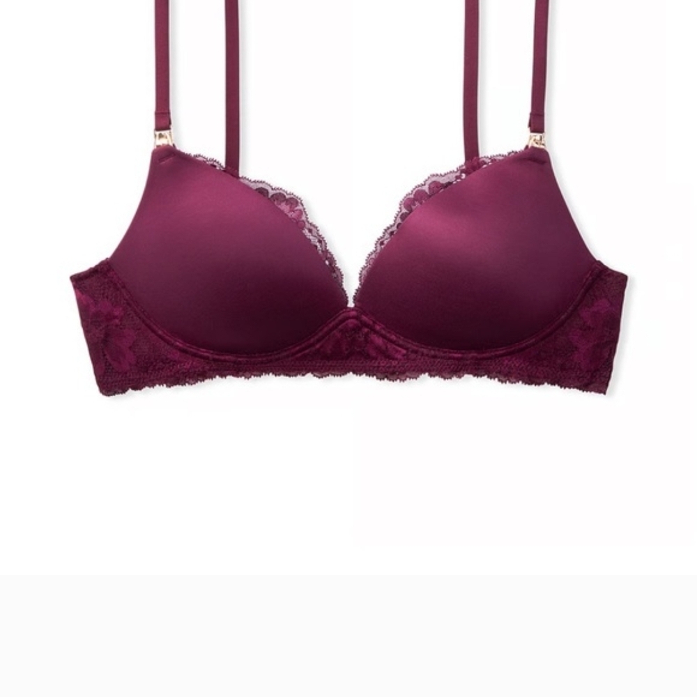 Victoria's Secret Maternity Lace-Trim Plunge Bra in Deep Berry Plum